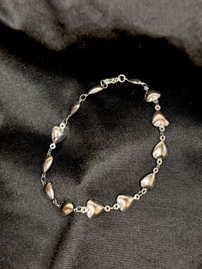 Stainless Steel Polished Hearts 9in Anklet